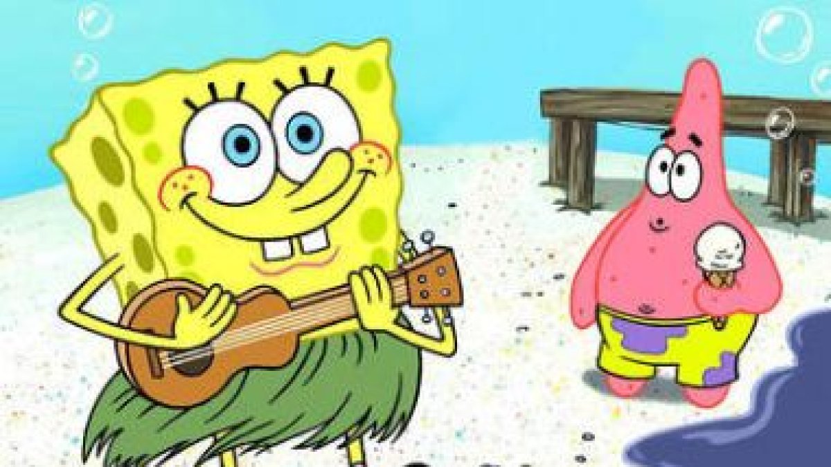 Viñeta del célebre personaje Bob Esponja con su inseparable amigo Patricio.