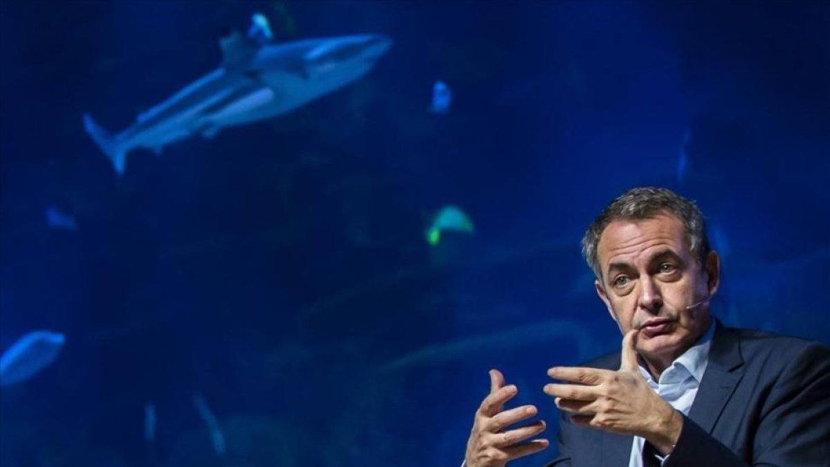 El expresidente del Gobierno José Luis Rodríguez Zapatero, en el Foro Global Sur que se celebra este viernes en Valencia.
