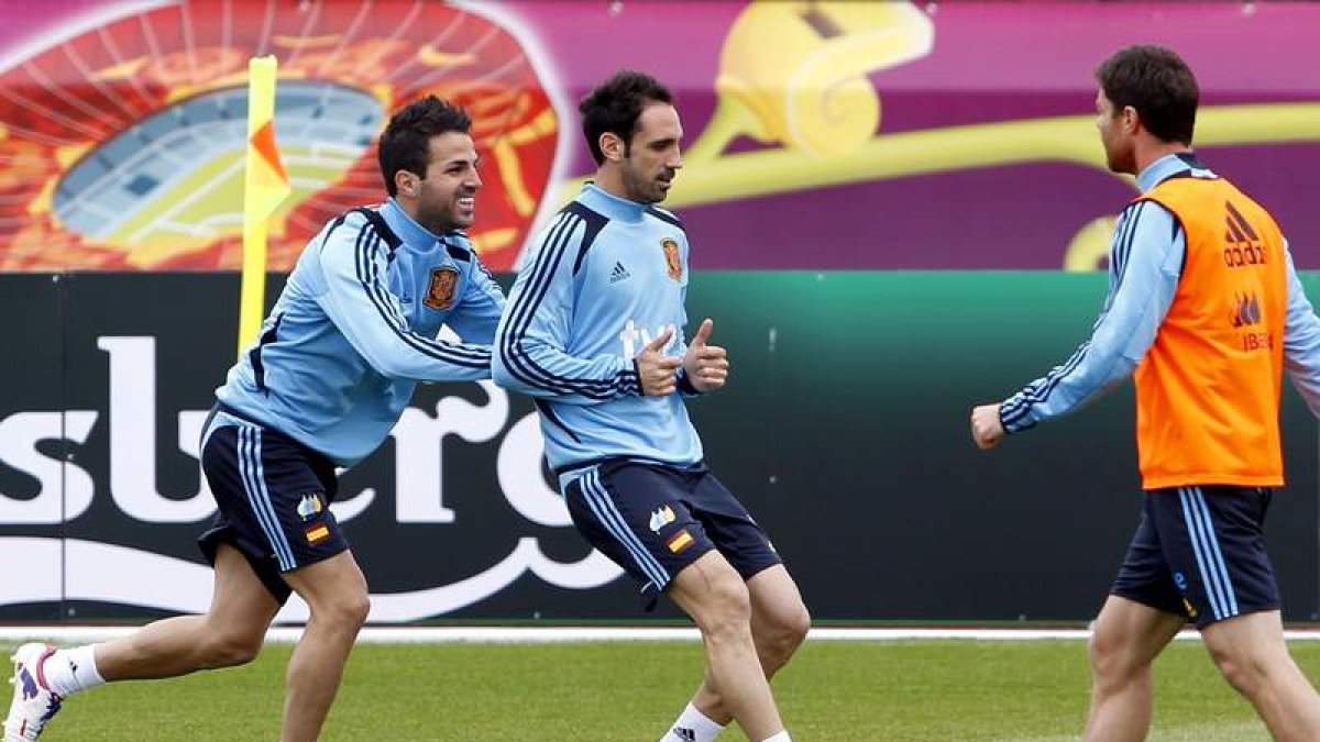 Fabregas, Juanfran y Alonso preparan el choque ante Irlanda.