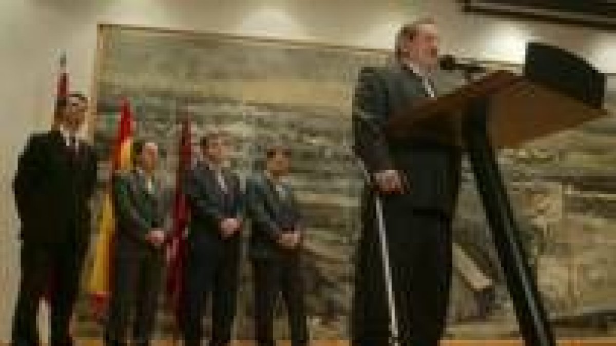 El nuevo delegado territorial de la Junta en León, Manuel Álvarez, durante su toma de posesión