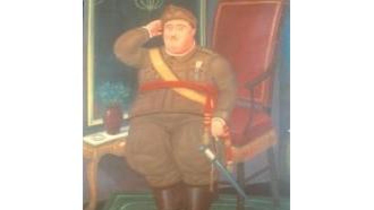 Detalle del óleo de Botero sobre Franco de cuatro metros cuadrados