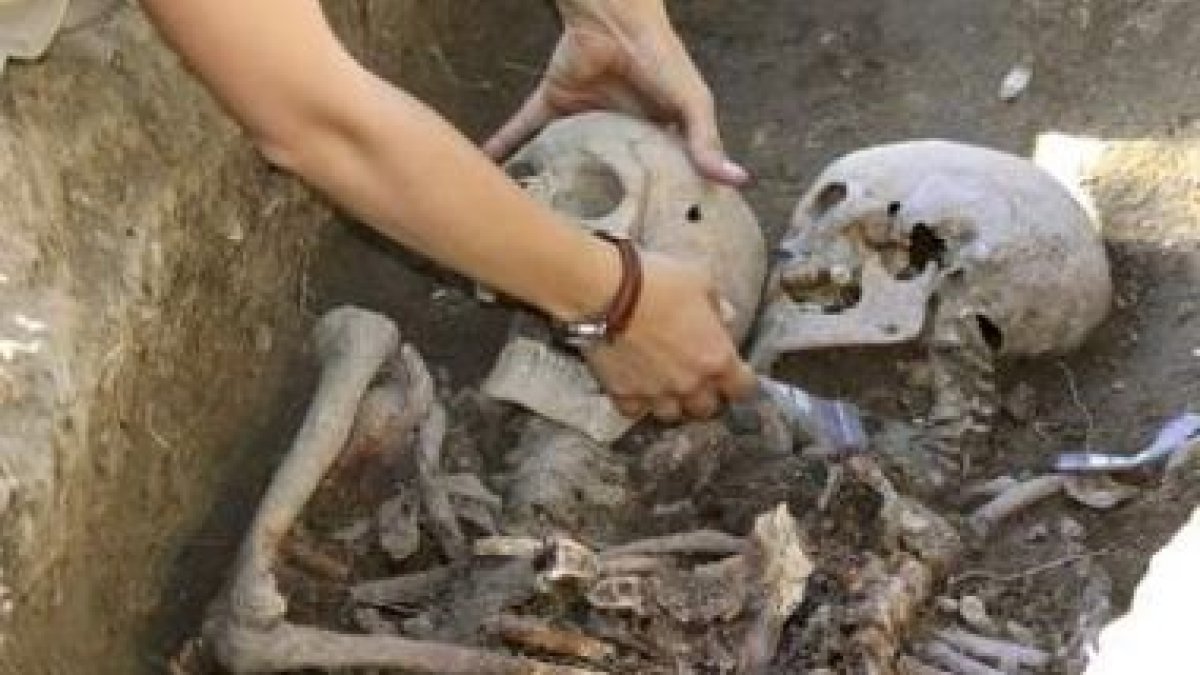 Imagen de archivo de las exhumaciones en el parque de La Carcavilla.