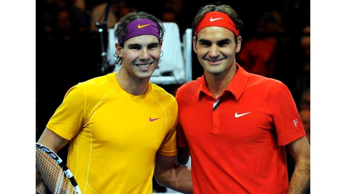 Nadal y Federer formarán pareja hoy en la Laver Cup. WALTER BIERI