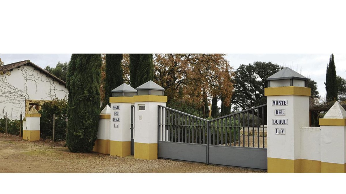 Entrada principal a la finca del Monte del Duque de Valderas, tras la que se encuentra la zona residencial. MEDINA
