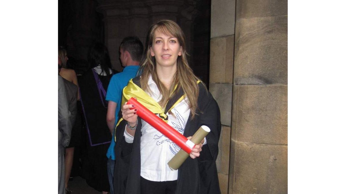 María Franco el día de su graduación en la Universidad de Glasgow.