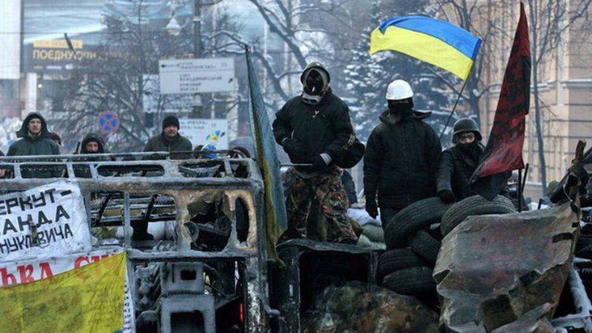 Batalla urbana en Kiev.