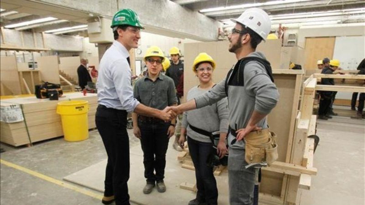 Justin Trudeau, primer ministro de Canadá, en una visita a la escuela universitaria George Brown, en Toronto, el pasado jueves.