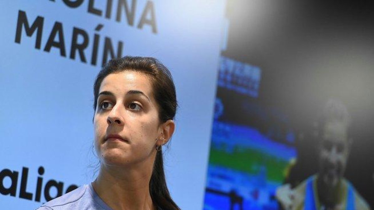 Carolina Marín, este lunes, en Madrid.