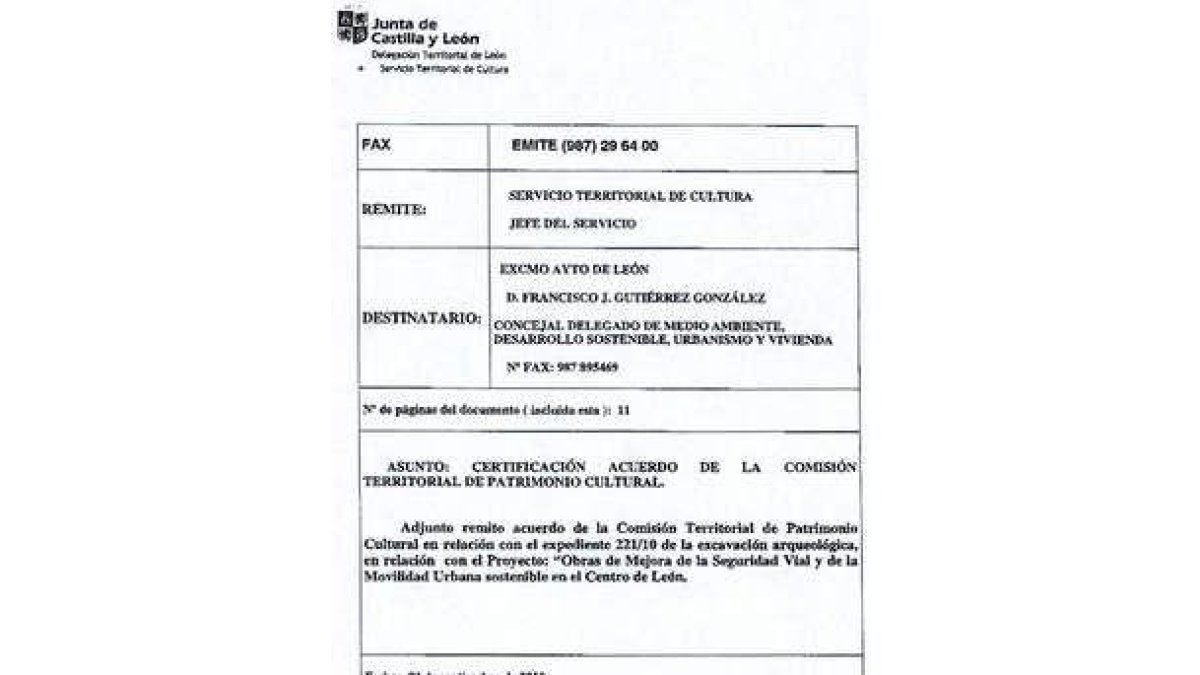Fax urgente de la Junta.