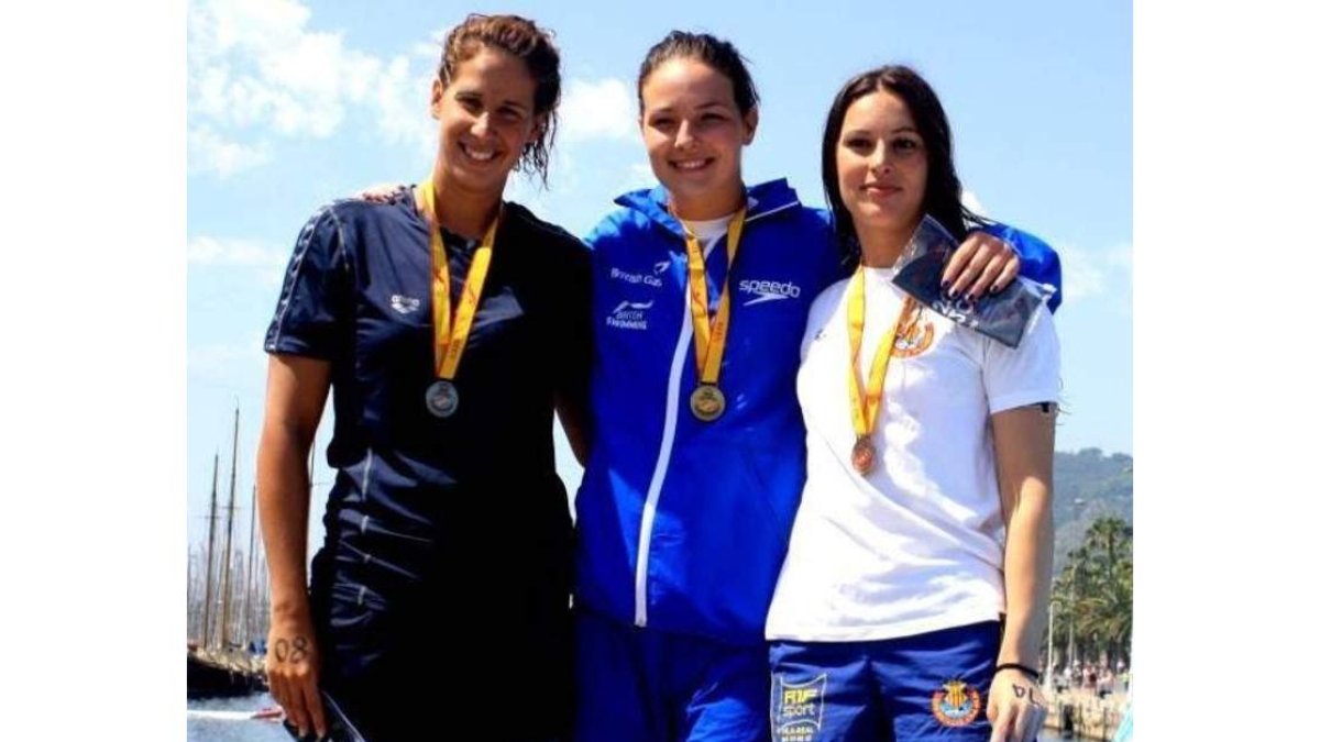 Érika (i) junto a la británica Payne y a la española Yurema.