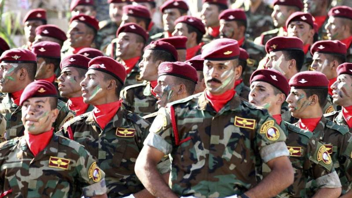 Soldados iraquíes desfilan durante un acto en recuerdo de una victoria contra el EI. ALI ABBAS