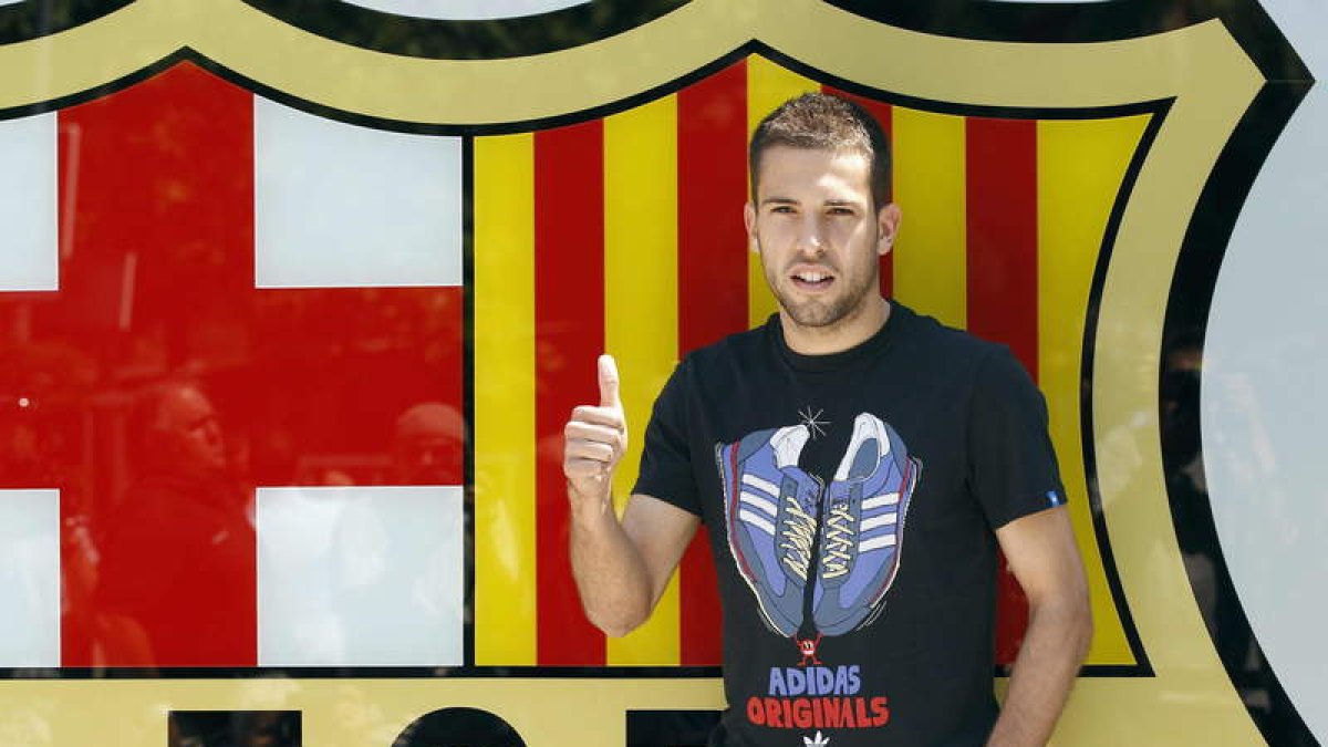 Jordi Alba, en su presentación con el Barça.