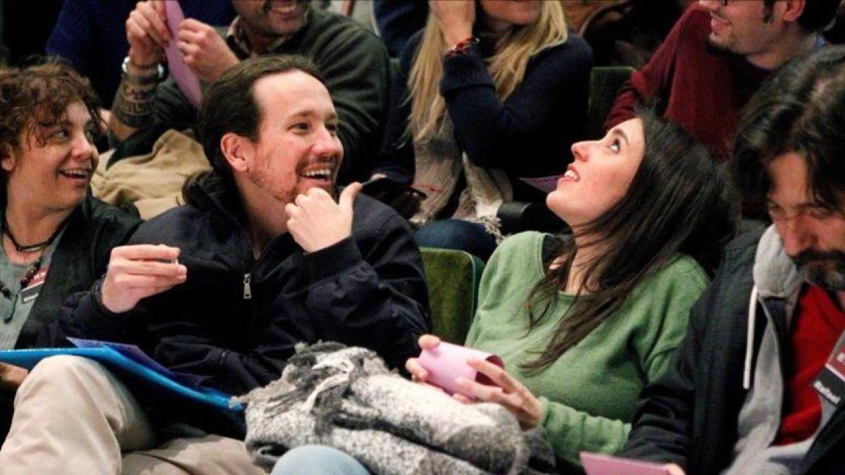 Pablo Iglesias y la portavoz en el Congreso, Irene Montero, el pasado 7 de abril.