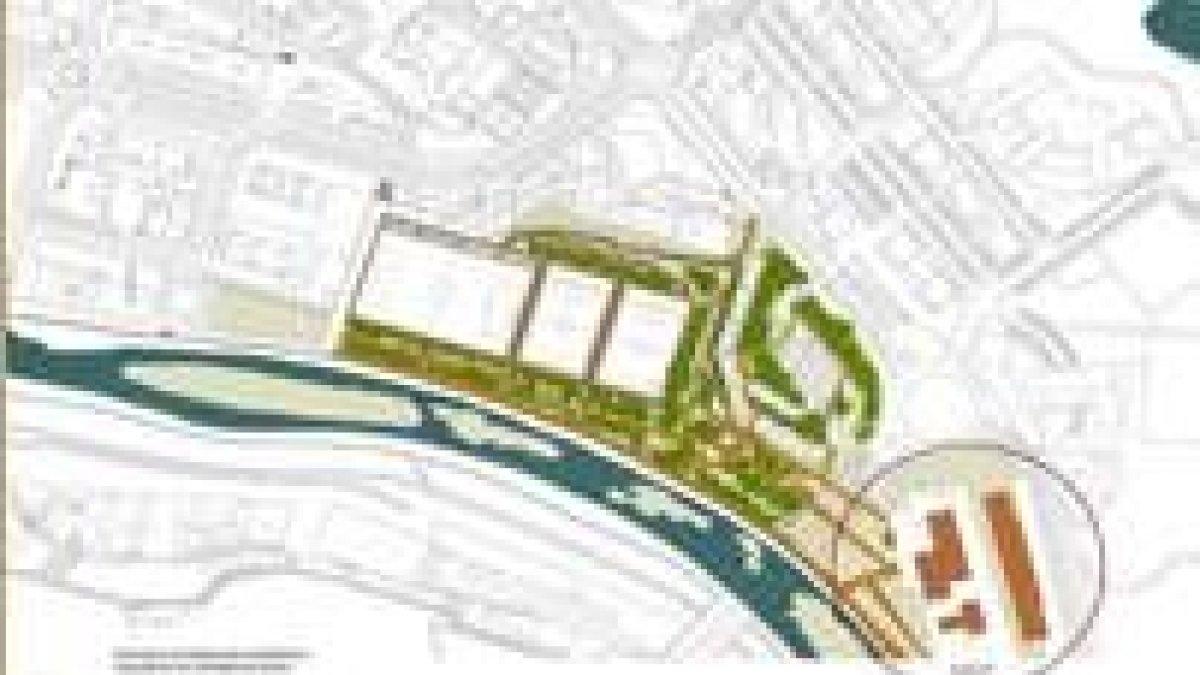 Diseño de la Ciuden de los campos, el párking y la central de MSP (círculo)