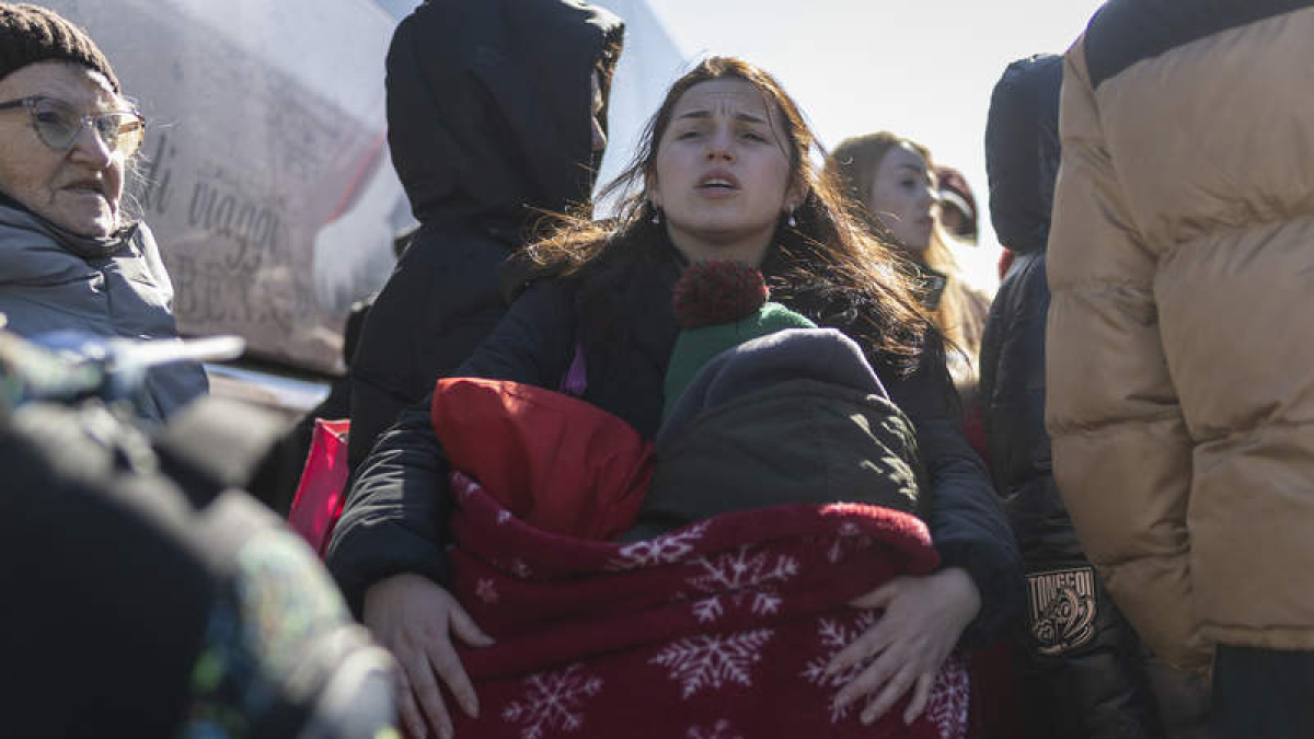 Imagen de un grupo de refugiados ucranianos en Polonia. RODRIGO JIMÉNEZ