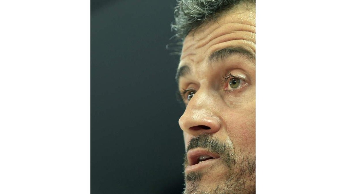 Luis Enrique, durante la rueda de prensa que ofreció ayer.