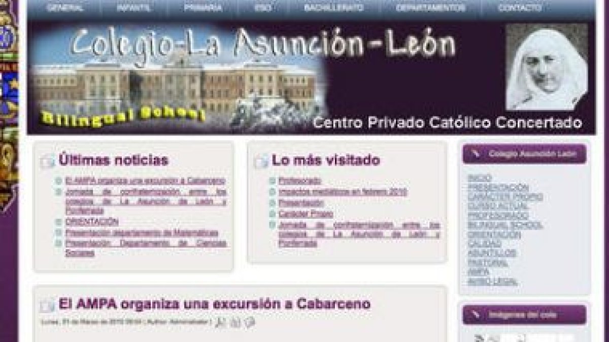 Aspecto que presenta la nueva página web de La Asunción.