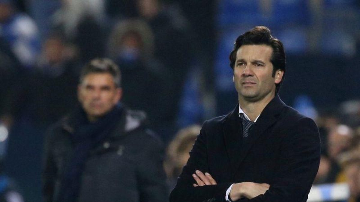 Santiago Solari, técnico del Madrid, en el último partido ante el Leganés.
