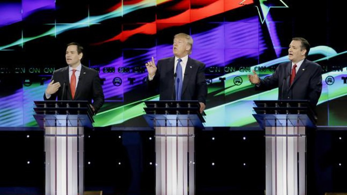 Marco Rubio, Donald Trump y Ted Cruz.