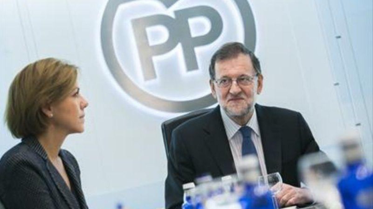 Mariano Rajoy, ayer, en la sede central del PP.