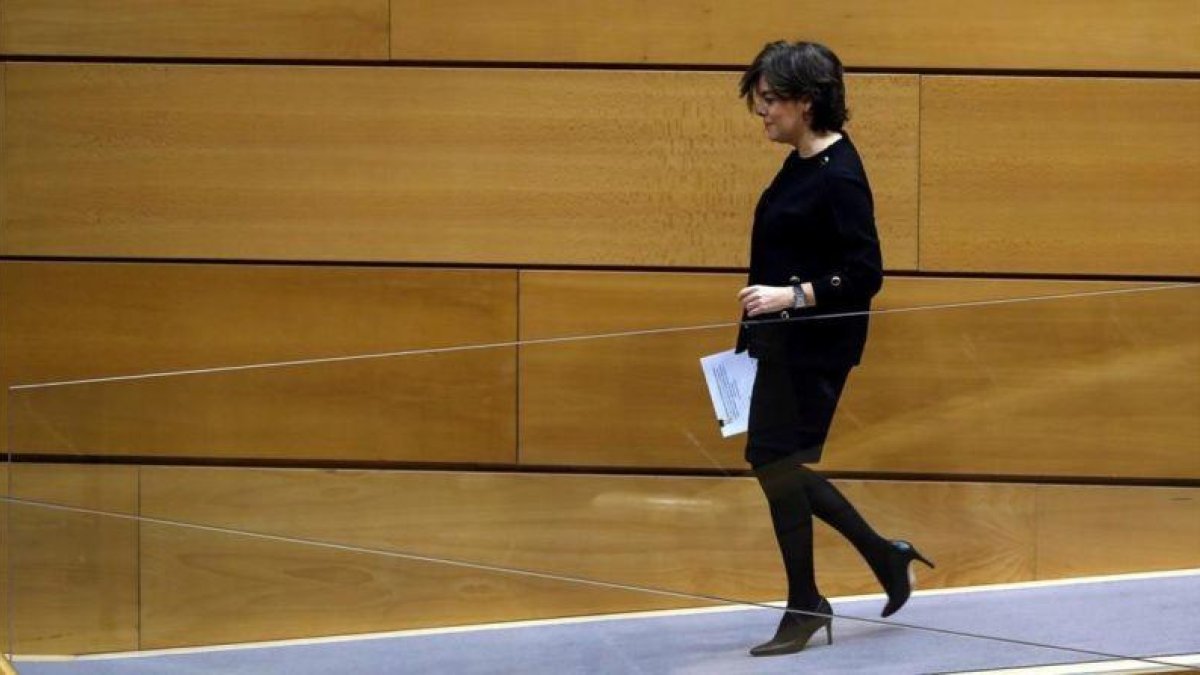 Soraya Sáenz de Santamaría, en una foto del 18 de diciembre del 2017, cuando acudió al Senado a dar cuenta del 155.
