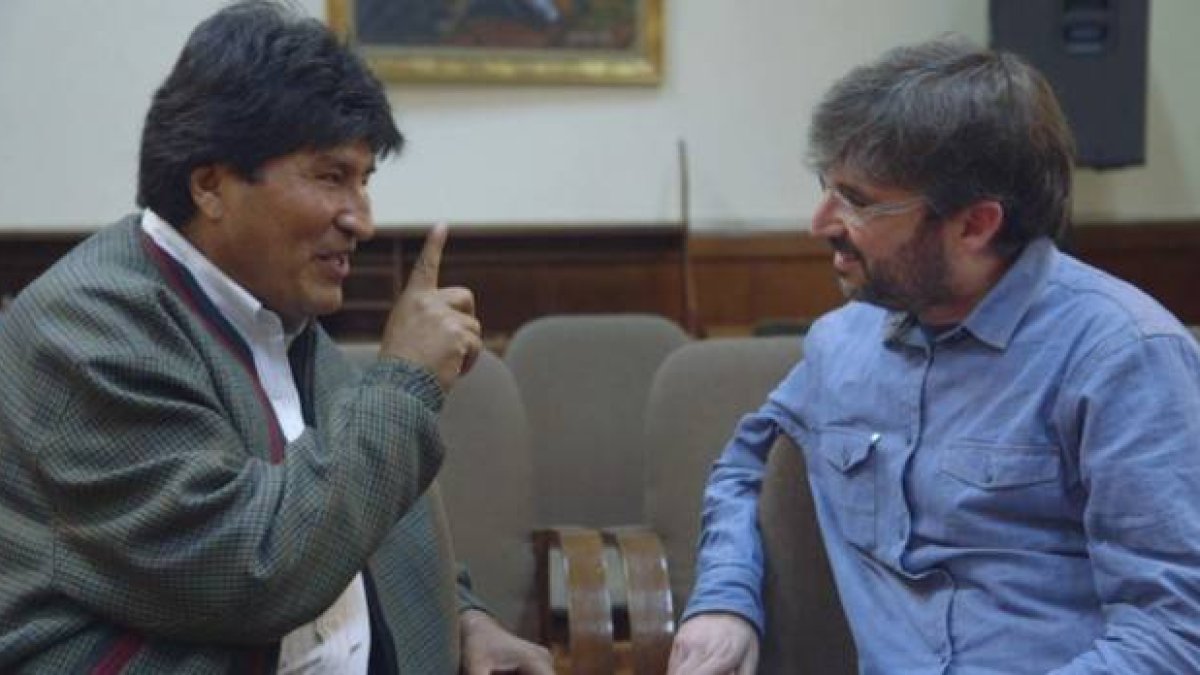 Évole con el presidente de Bolivia, Evo Morales.