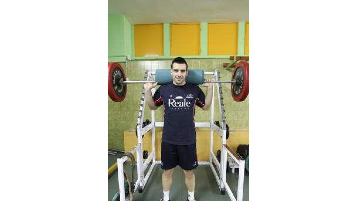 Ruesga en el entrenamiento de ayer en el gimnasio.