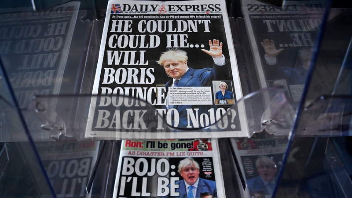 Imagen del periódico ‘The Daily Express’ con la fotografía de Boris Johnson. ANDY RAIN