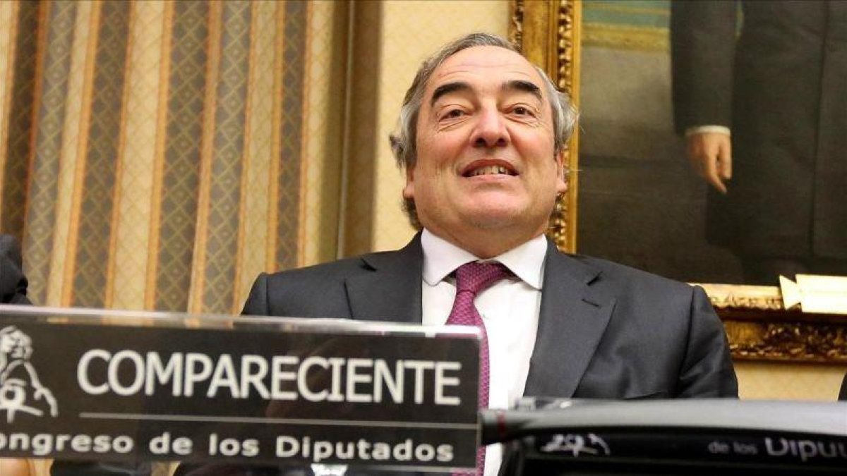 Juan Rosell, presidente de la CEOE, en una comparecencia en el Congreso.