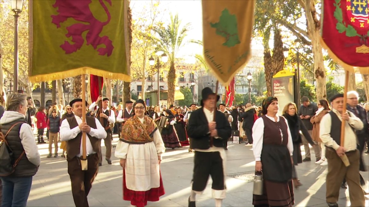 Pendones leoneses por las calles de Sevilla