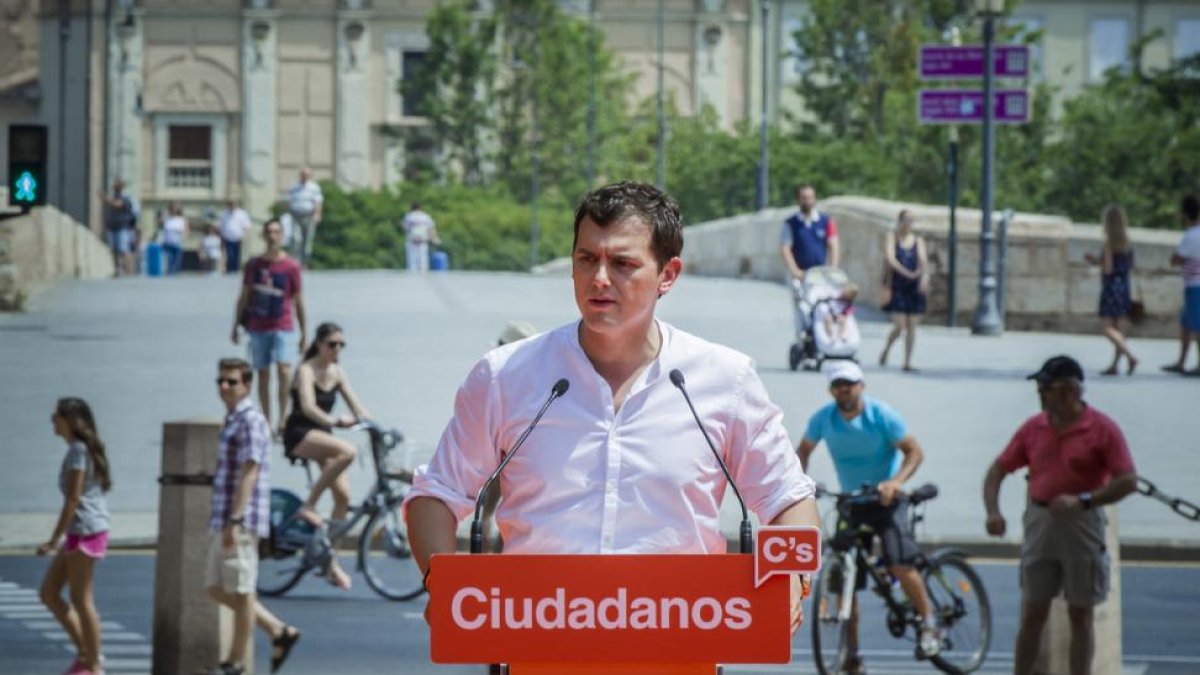 Albert Rivera, durante el mitin de Ciudadanos en Valencia.