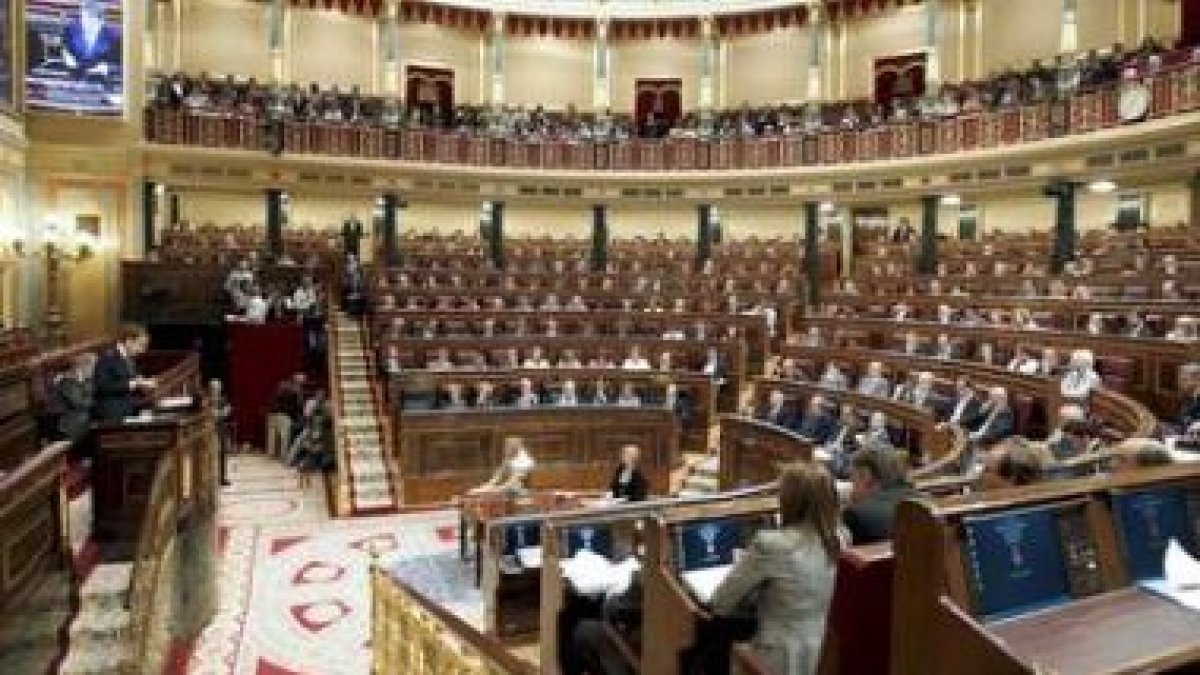 Vista general del Congreso de los Diputados durante la jornada de ayer
