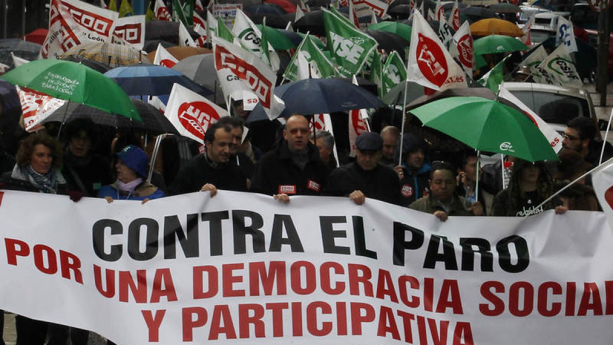Manifestación contra el paro, en una imagen de archivo en León, la provincia más afectada.