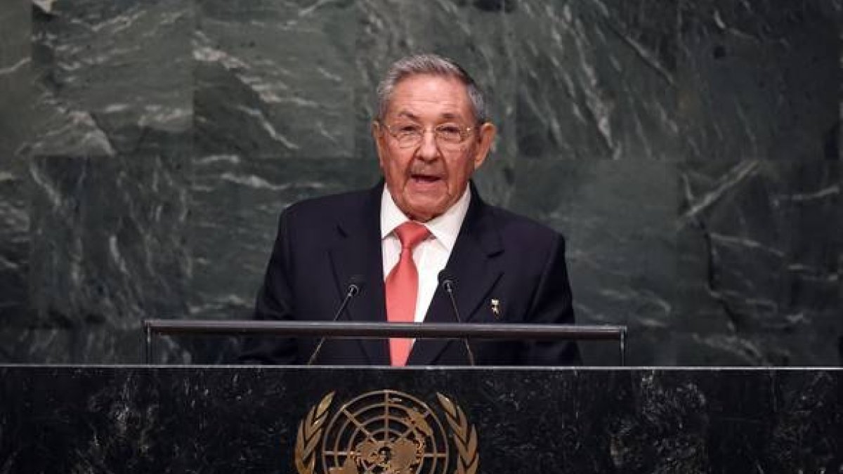 El presidente de Cuba, Raúl Castro, en su intervención en la Asamblea General de la ONU, este sábado.
