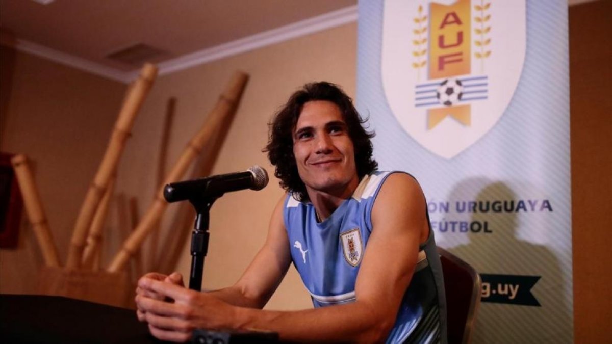 Cavani, en la rueda de prensa celebrada en Venezuela.