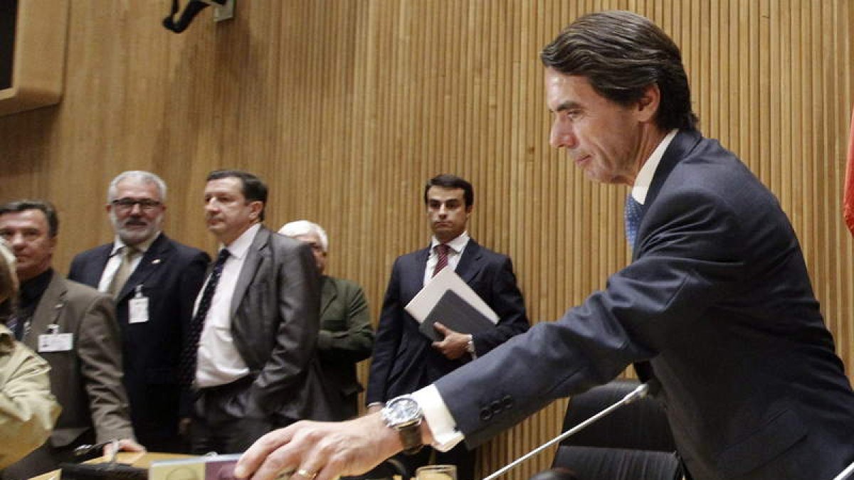El expresidente del Gobierno José María Aznar, durante la presentación.