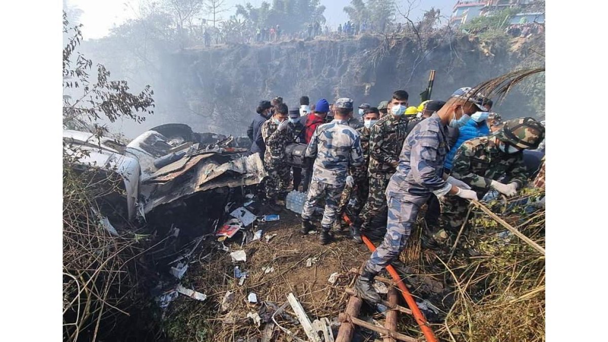Imagen del lugar tras el accidente. BIJAYA NEUPANE
