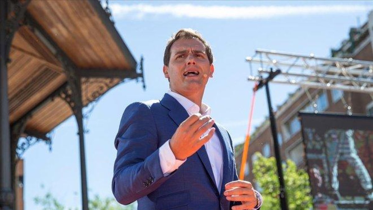El presidente de Ciudadanos, Albert Rivera, en la presentación de su candidatura europea en Madrid.