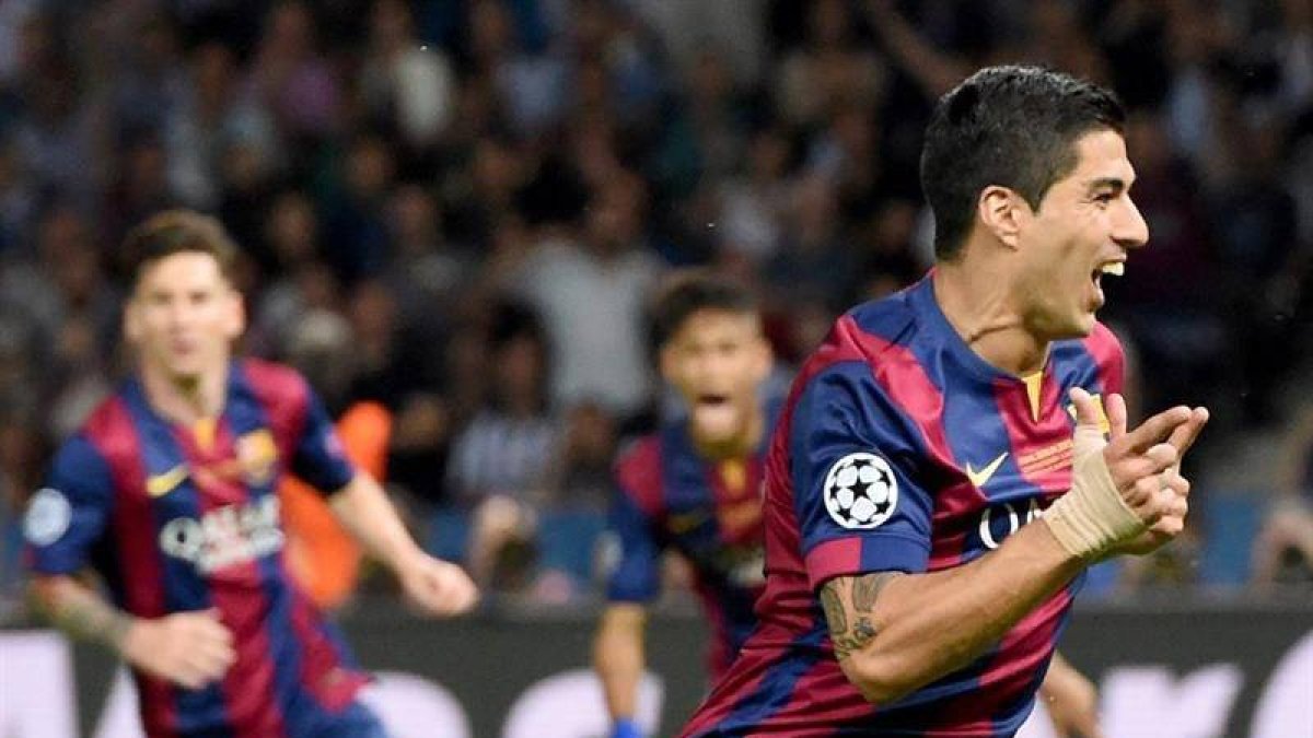 Suárez celebra el segundo gol.