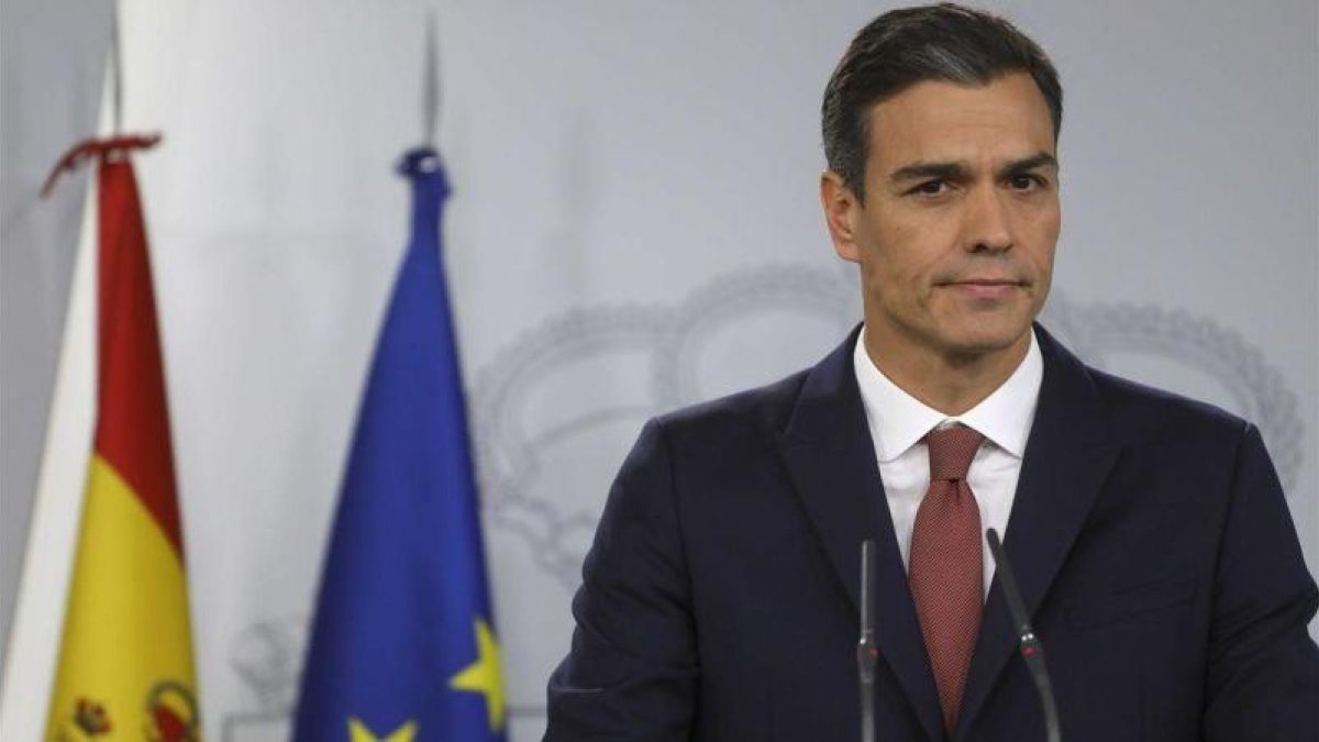 El presidente del Gobierno, Pedro Sánchez, durante la rueda de prensa.