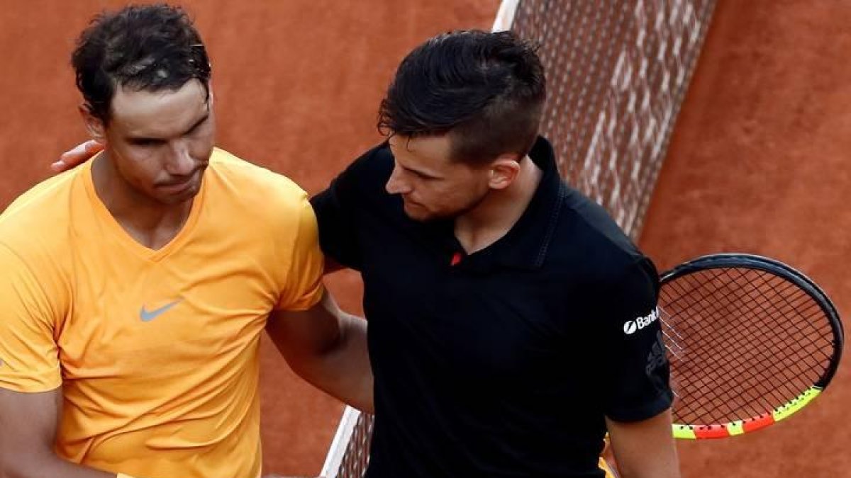 Rafa Nadal y Dominic Thiem al finalizar el partido.