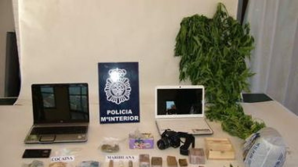 La Policía se incautó de droga, dinero en efectivo, ordenadores y plantas de marihuana.