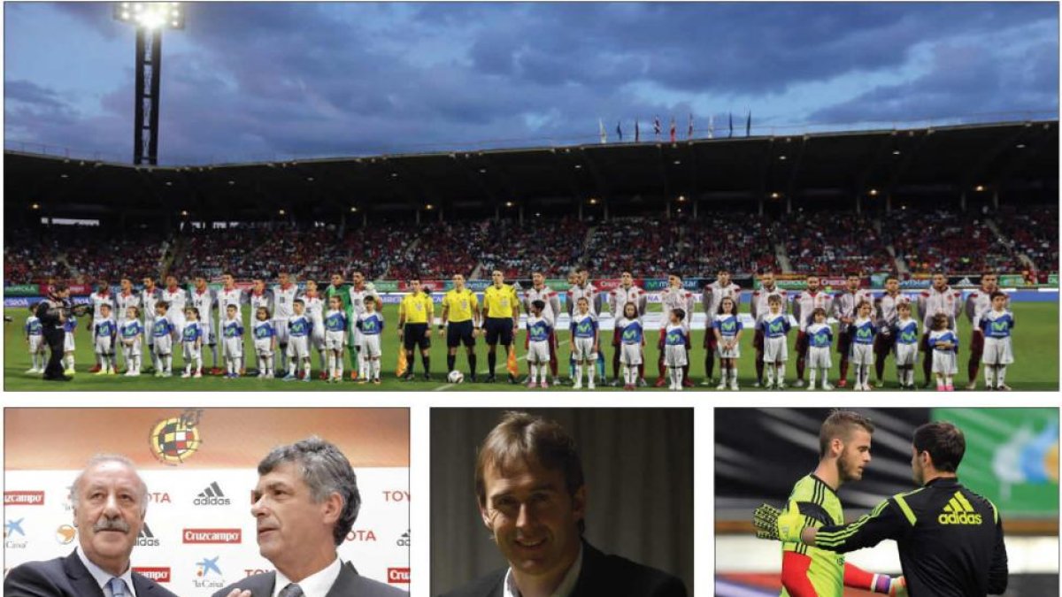 El España-Costa Rica en el Reino. ¿Del Bosque se despedirá ante Villar? con Lopetegui como candidato a suplirle; y De Gea ¿ya no tendrá debate con Casillas? MARCIANO/JESÚS
