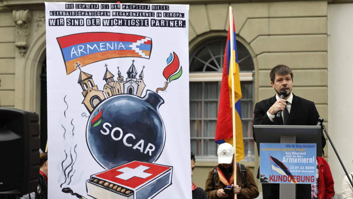 Imagen de una manifestación en Suiza por la población armenia. PETER KLAUNZER