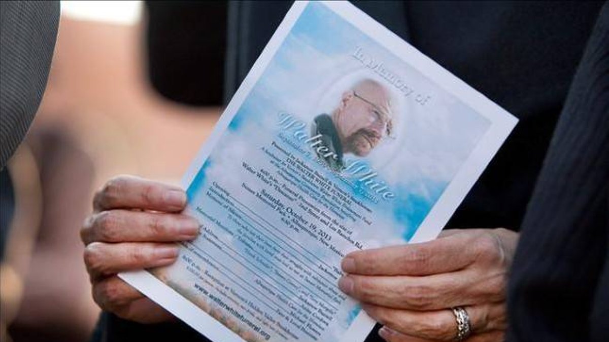 Octavilla que se repartió en el funeral en homenaje a 'Breaking bad'.