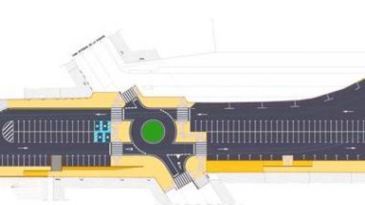 Una glorieta en Esteban de la Puente, acceso del aparcamiento.