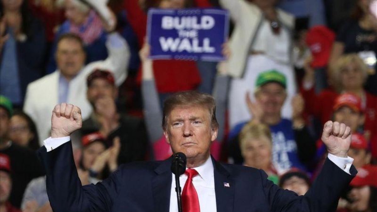 Donald Trump durante su acto en El Paso para defender la construcción del muro.