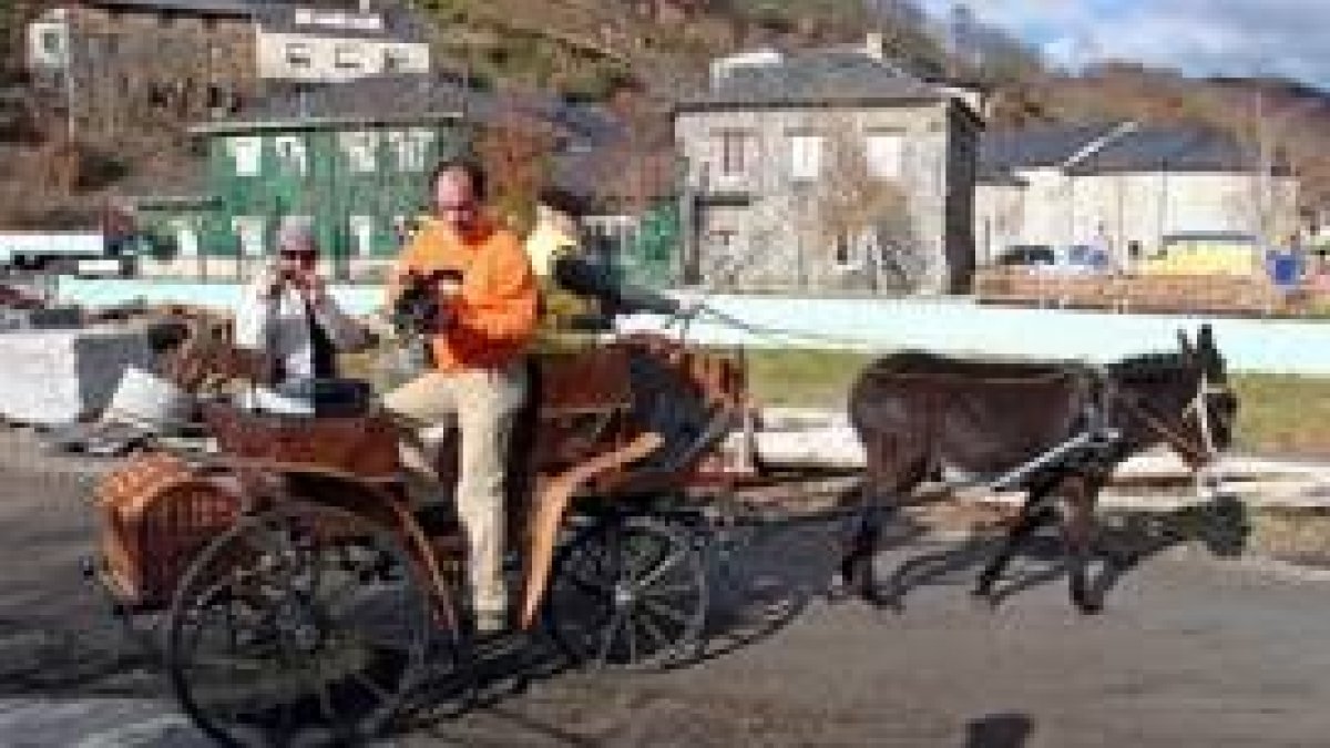Una de las calesas tiradas por burros utilizadas en la grabación