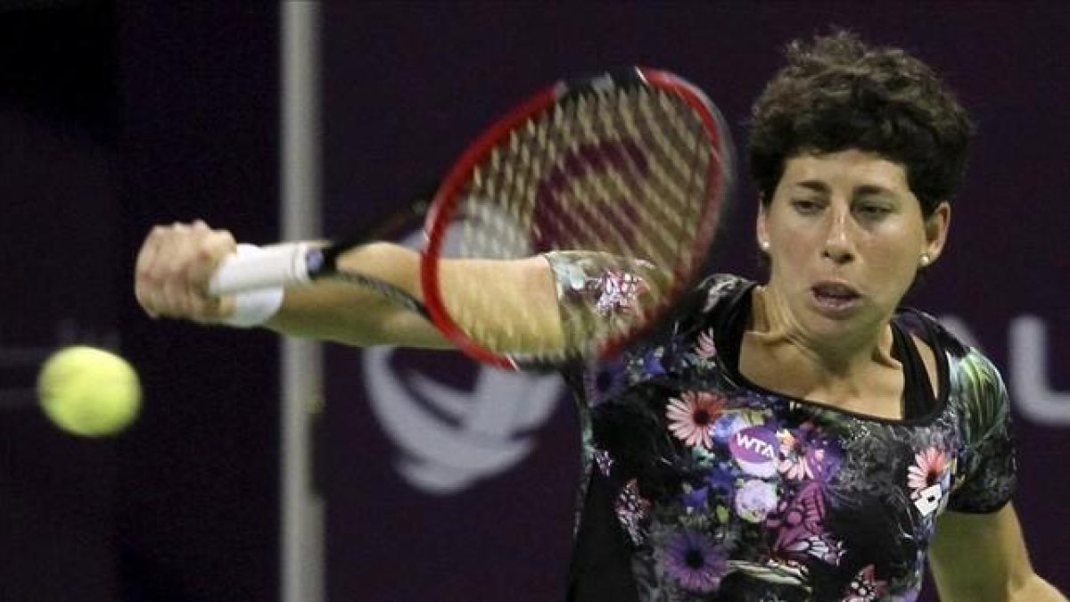 Carla Suárez, durante la final del torneo de Doha.