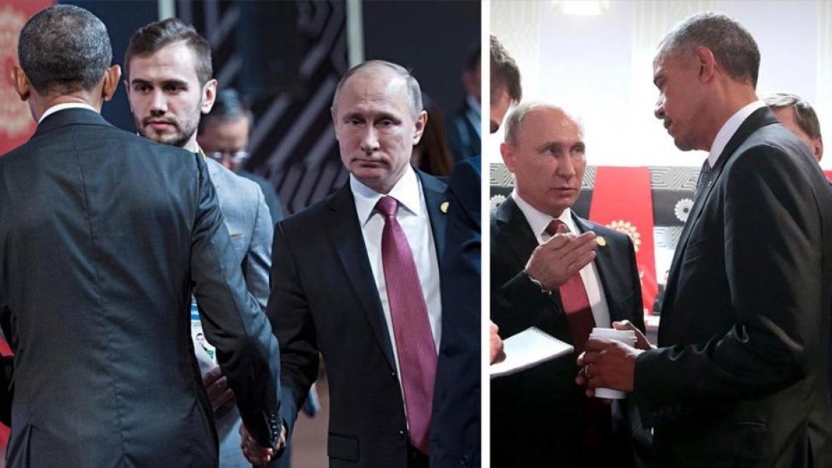 El frío saludo entre Obama y Putin en la cumbre de las APEC en Lima.